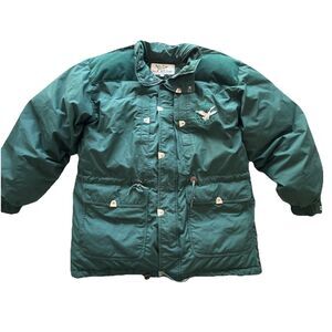 Triple Fat Goose Down Puffer Coat Jacket Green Medium *No Hood* Y2K 90’s Vibes